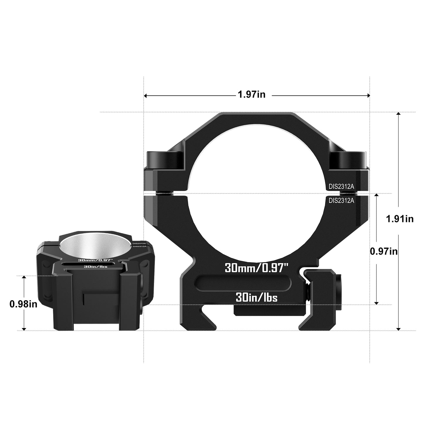 DISCOVERYOPT 7075 Aluminum Scope Rings – 25.4mm/30mm/34mm Tube | Fits 0.97"/1.26"/1.45" Scope Mount for Picatinny Rail