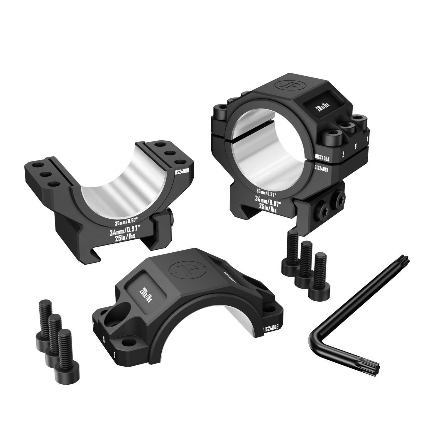 DISCOVERYOPT 6061 Aluminum Heavy-Duty Scope Mount – Fits 30mm & 34mm Tubes | 0.97"/1.26" Height | Picatinny Rail Compatible