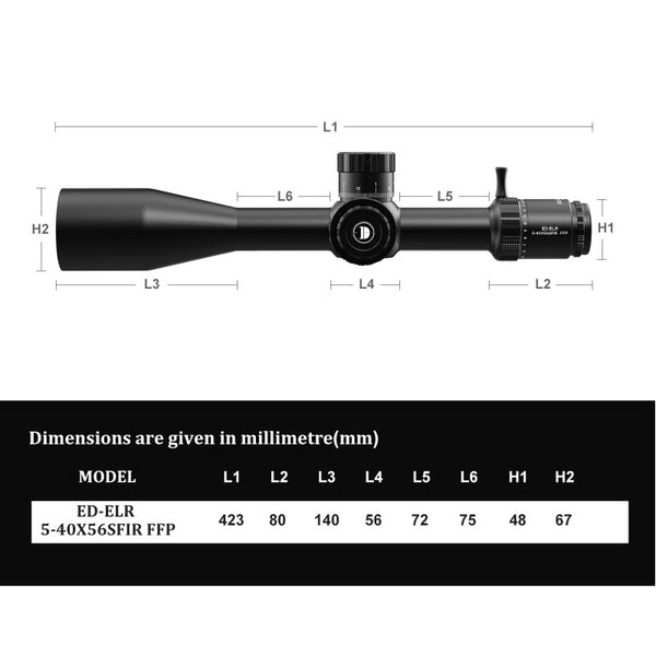 Luneta DISCOVERYOPT ED-ELR 5-40X56SFIR FFP-1/20MRAD-Z Diâmetro: 35 mm