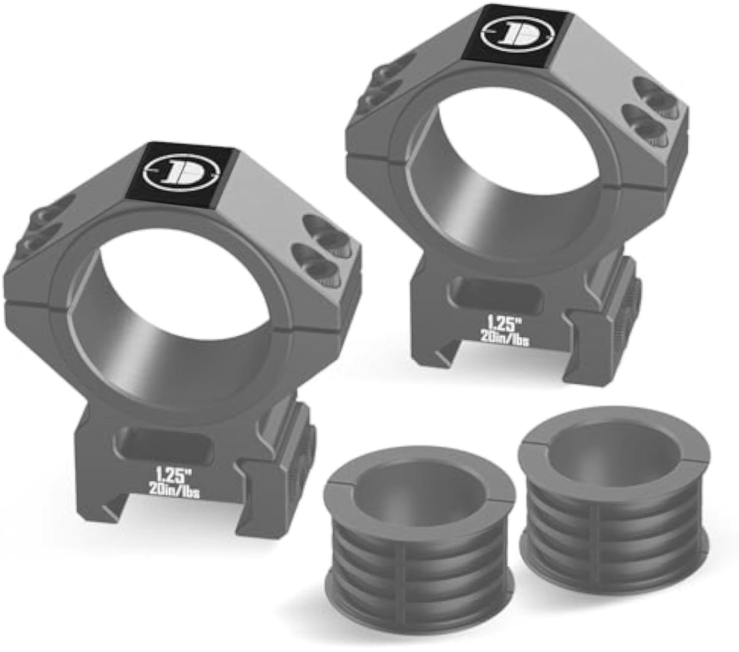 Suporte DISCOVERYOPT Multi-Compatível para Anéis de Mira Picatinny para Tubos de 25,4 mm/30 mm/34 mm – Anéis de Mira de 1,25" de Altura