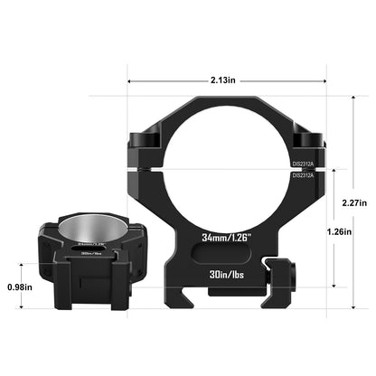 DISCOVERYOPT 7075 Aluminum Scope Rings – 25.4mm/30mm/34mm Tube | Fits 0.97"/1.26"/1.45" Scope Mount for Picatinny Rail