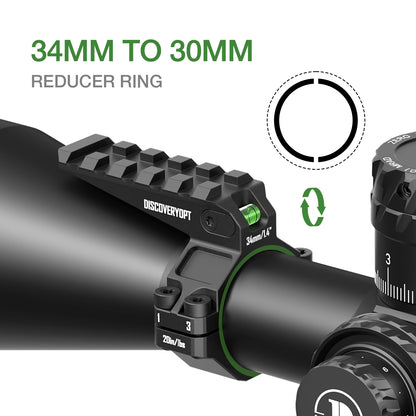 Anéis para Luneta DISCOVERYOPT em Alumínio 7075 Reforçado – Tubo de 30mm/34mm | Acabamento de Precisão com Nível de Bolha e Trilho Picatinny Superior | Compatível com Bases de 0,85"/1,05"/1,25"