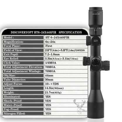DISCOVERYOPT HT GEN II 6-24X44SFIR FFP-MOA Diameter:30MM Optics Scopes