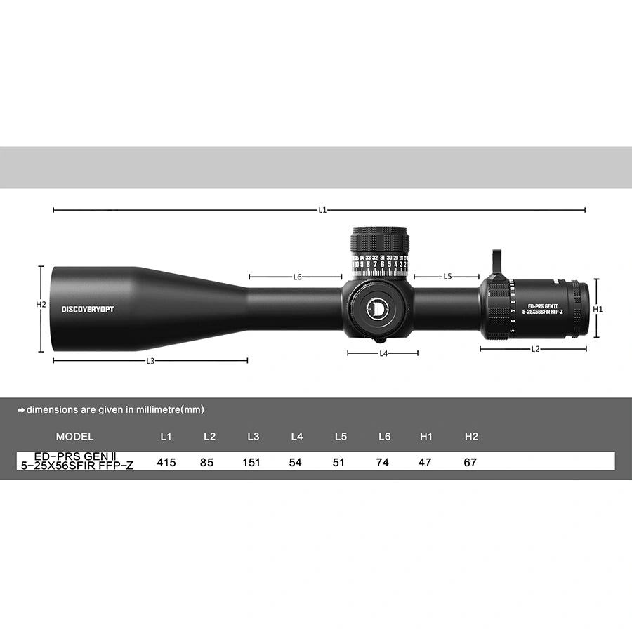 DISCOVERYOPT ED-PRS GENⅡ 5-25X56SFIR FFP-MRAD/MOA-ZERO STOP  Diameter:34MM Optics Scopes