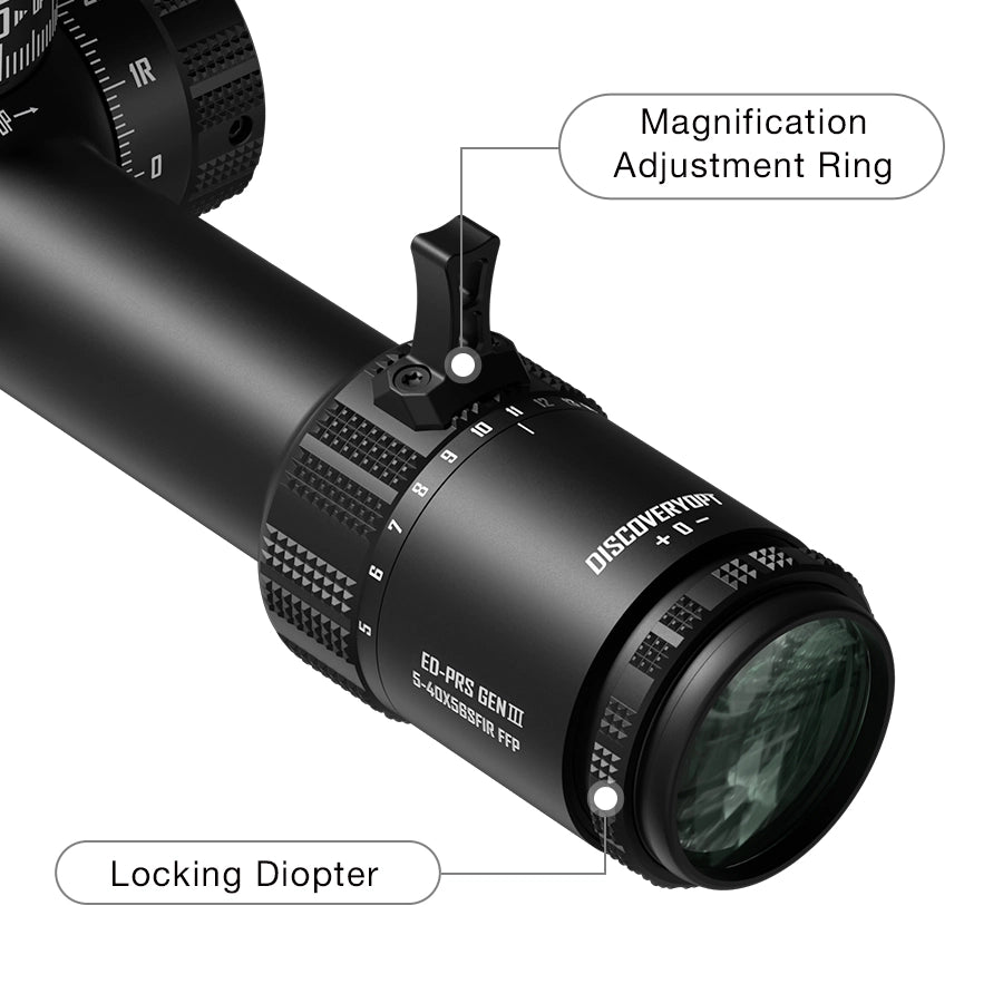 Luneta DISCOVERYOPT ED-ELR GEN II 5-40X56SFIR FFP-MRAD/MOA-Z Diâmetro: 35 mm 