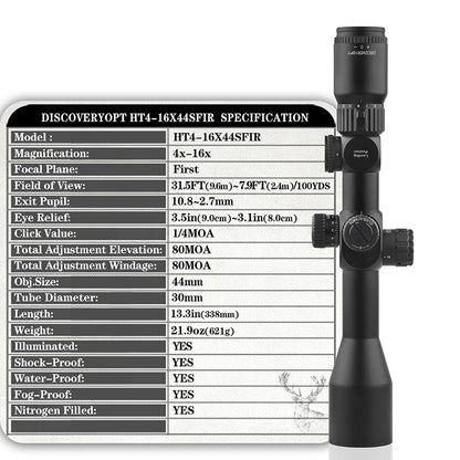 DISCOVERYOPT HT GENII 4-16X44SFIR FFP-MOA Diameter:30MM Optics Scopes