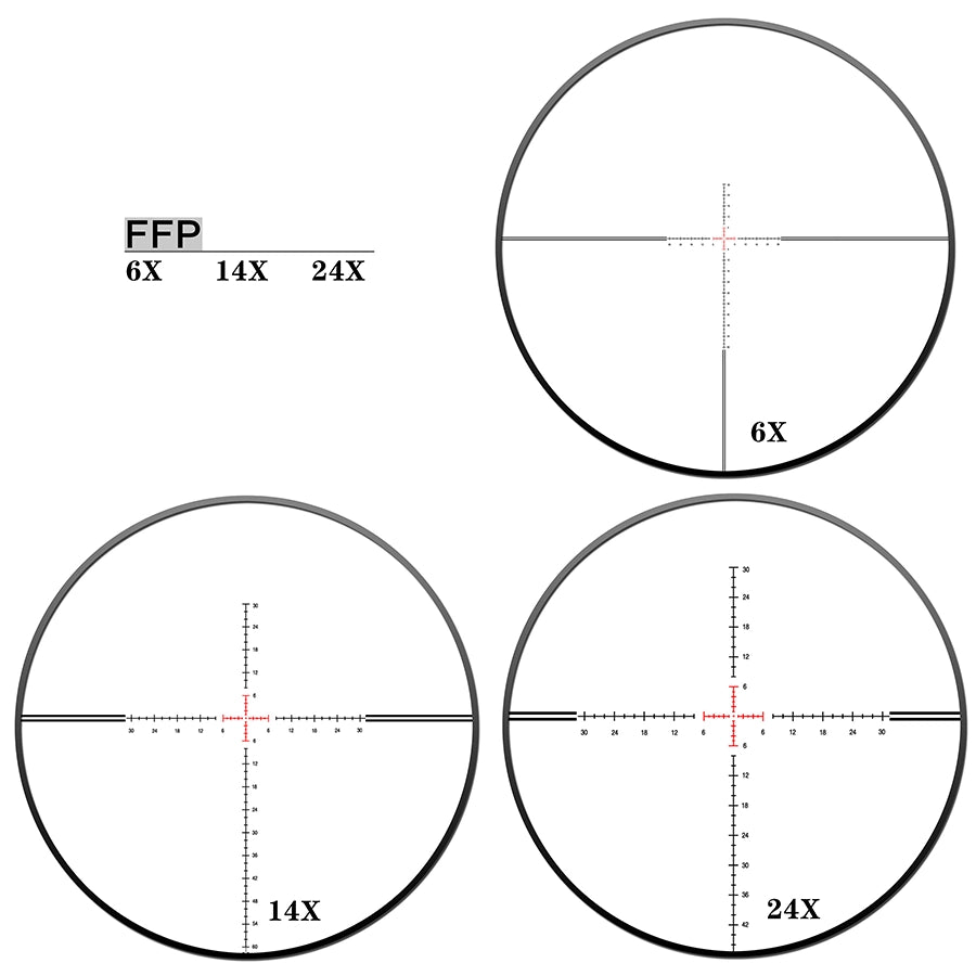 Luneta de óptica compacta DISCOVERYOPT HT 6-24X40SF FFP-MOA Diâmetro: 30 mm 