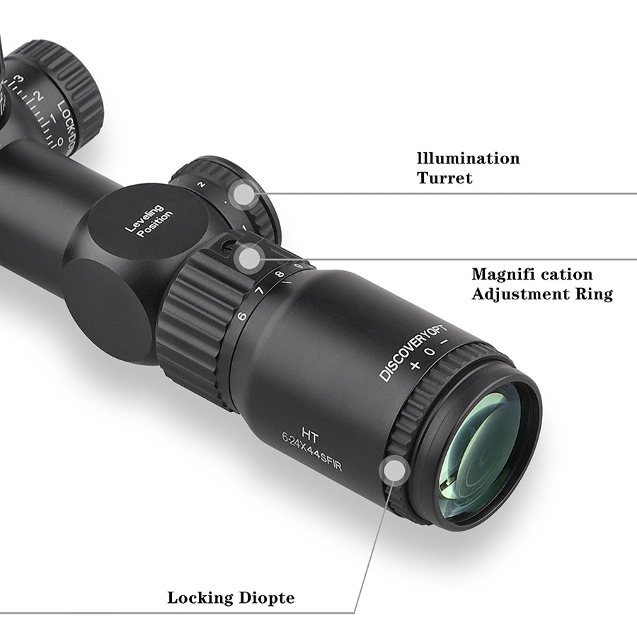 Luneta de óptica compacta DISCOVERYOPT HT 6-24X40SF FFP-MOA Diâmetro: 30 mm 