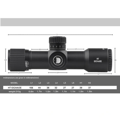DISCOVERYOPT HT 6X24AOE-SFP-MOA Diameter:30MM Short Optics Scope