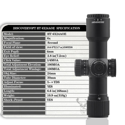 DISCOVERYOPT HT 6X24AOE-SFP-MOA Diameter:30MM Short Optics Scope