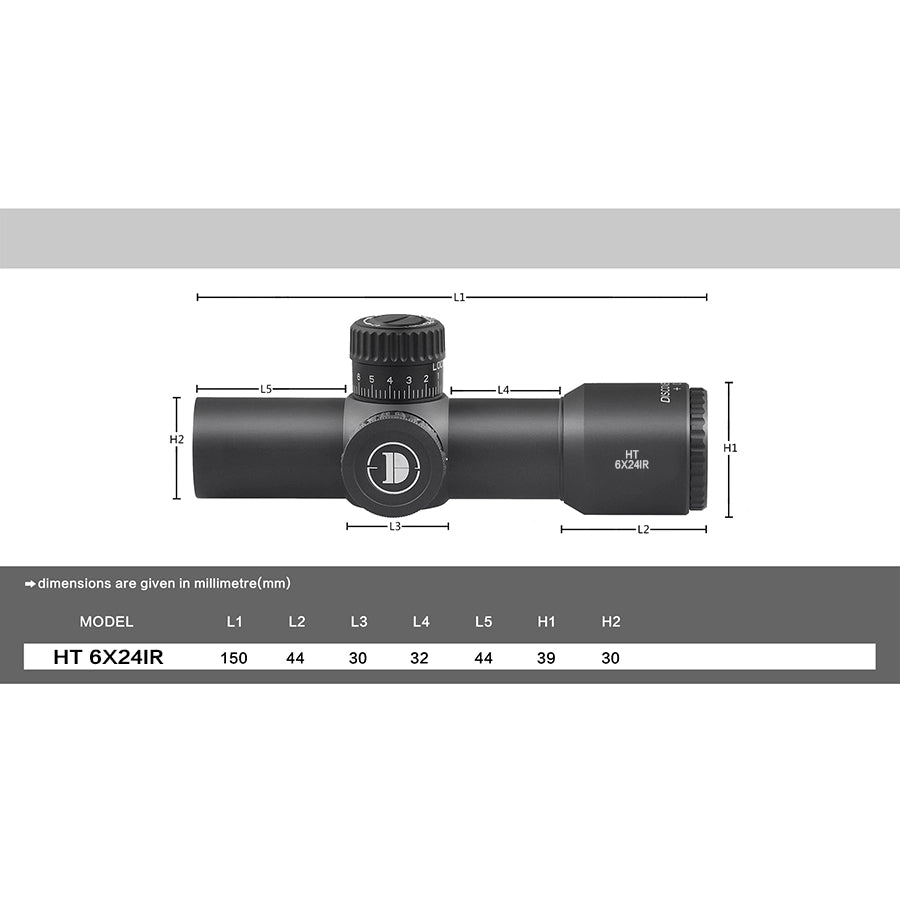 Luneta DISCOVERYOPT HT 6X24AOE-SFP-MOA Diâmetro: 30 mm com óptica curta