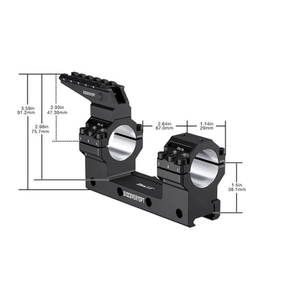 DISCOVERYOPT 0 MOA Heavy Duty Cantilever Scope Mount, Picatinny One-Piece Base with Integrated Top Rail - Fits 30mm/34mm Tubes, 1.18"/1.5" Center Height