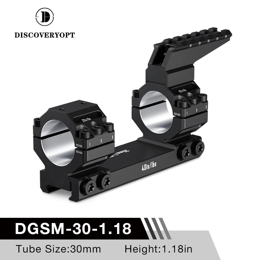 DISCOVERYOPT 0 MOA Heavy Duty Cantilever Scope Mount, Picatinny One-Piece Base with Integrated Top Rail - Fits 30mm/34mm Tubes, 1.18"/1.5" Center Height