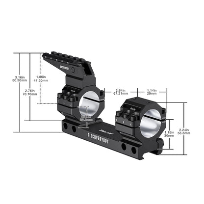 DISCOVERYOPT 0 MOA Heavy Duty Cantilever Scope Mount, Picatinny One-Piece Base with Integrated Top Rail - Fits 30mm/34mm Tubes, 1.18"/1.5" Center Height