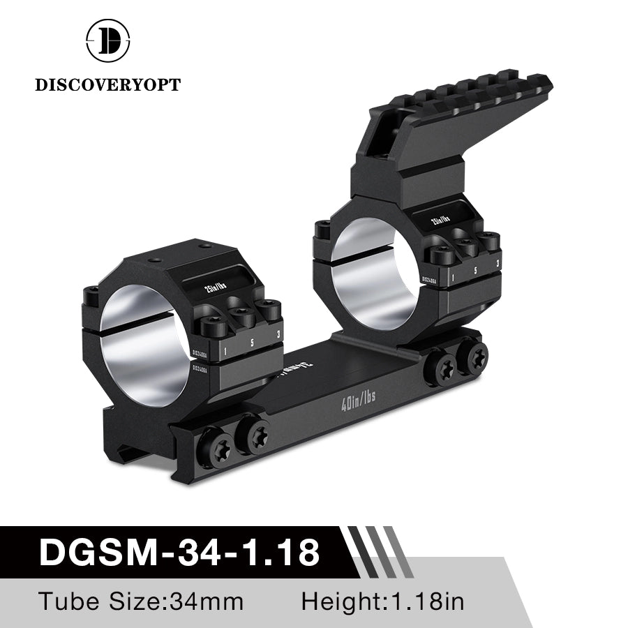 DISCOVERYOPT 0 MOA Heavy Duty Cantilever Scope Mount, Picatinny One-Piece Base with Integrated Top Rail - Fits 30mm/34mm Tubes, 1.18"/1.5" Center Height