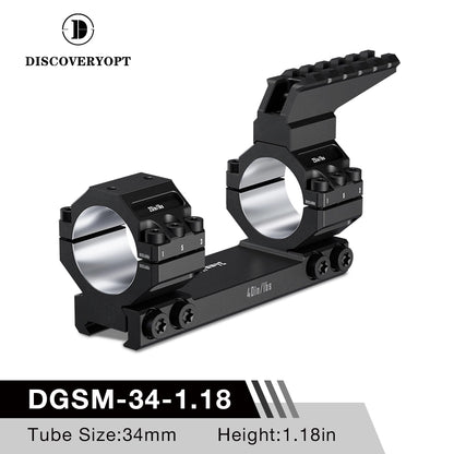 DISCOVERYOPT 0 MOA Heavy Duty Cantilever Scope Mount, Picatinny One-Piece Base with Integrated Top Rail - Fits 30mm/34mm Tubes, 1.18"/1.5" Center Height