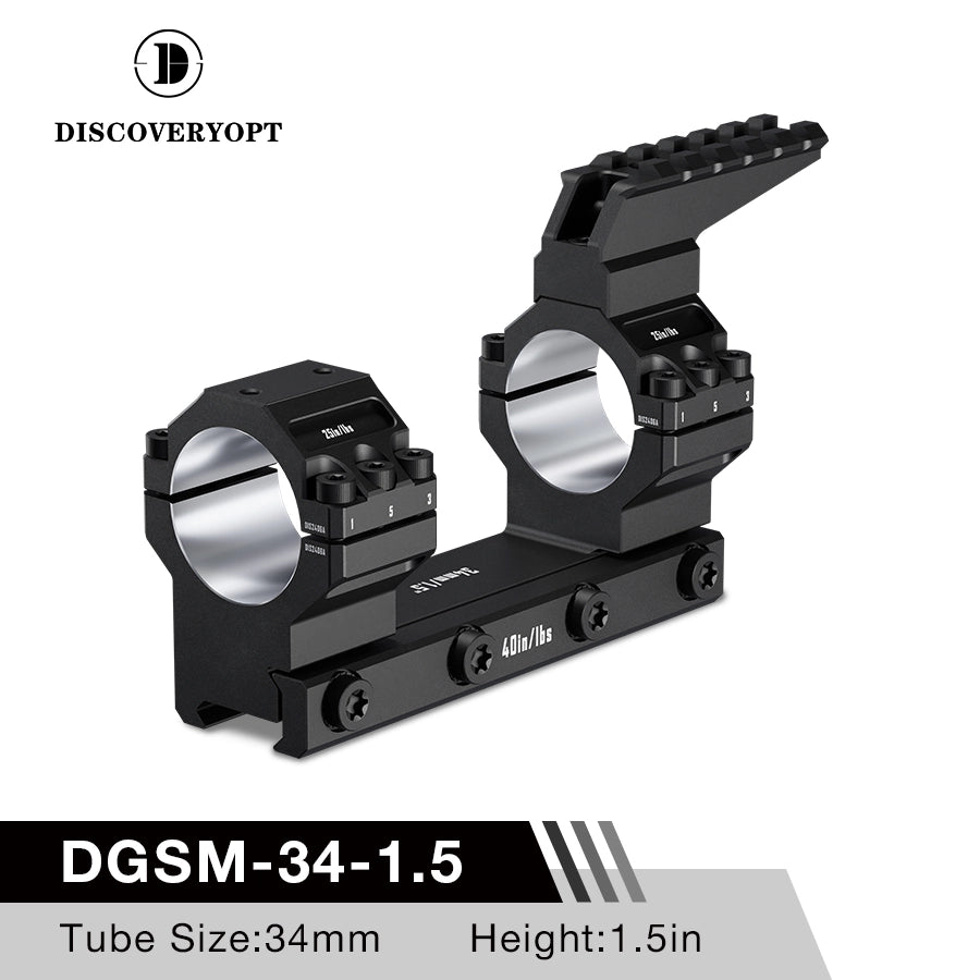 DISCOVERYOPT 0 MOA Heavy Duty Cantilever Scope Mount, Picatinny One-Piece Base with Integrated Top Rail - Fits 30mm/34mm Tubes, 1.18"/1.5" Center Height