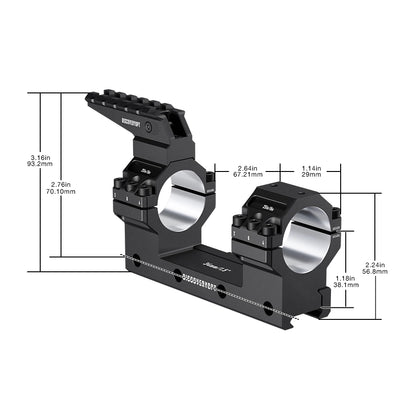 DISCOVERYOPT 0 MOA Heavy Duty Cantilever Scope Mount, Picatinny One-Piece Base with Integrated Top Rail - Fits 30mm/34mm Tubes, 1.18"/1.5" Center Height