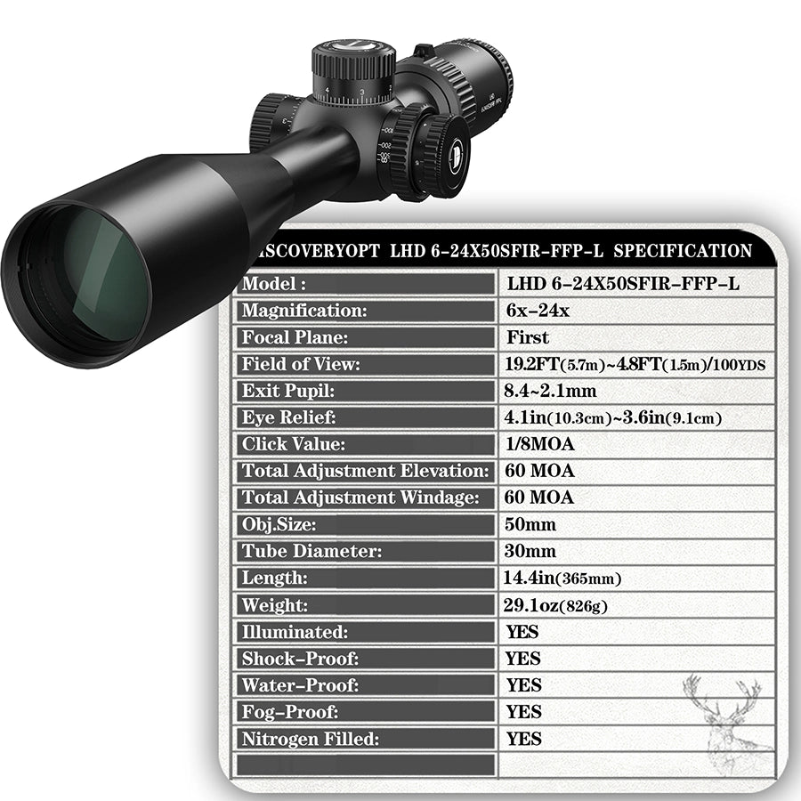 DISCOVERYOPT LHD 6-24X50SFIR FFP-Z/L Diameter:30MM Optics Scopes