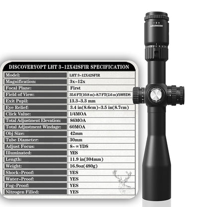 DISCOVERYOPT LHT 3-12X42SFIR FFP-MOA Diameter:30MM Optics Scopes