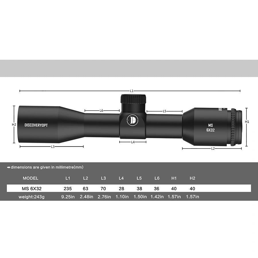 DISCOVERYOPT MS 6X32 SFP-MOA Diameter:25.4MM Optics Scopes