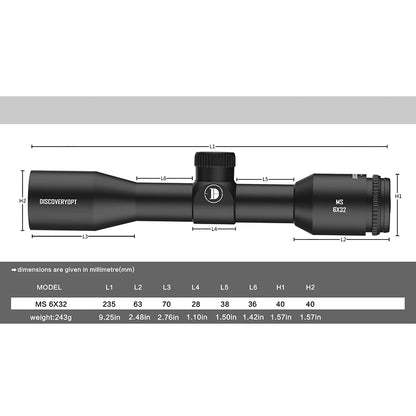 DISCOVERYOPT MS 6X32 SFP-MOA Diameter:25.4MM Optics Scopes