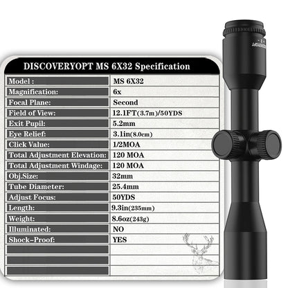 DISCOVERYOPT MS 6X32 SFP-MOA Diameter:25.4MM Optics Scopes