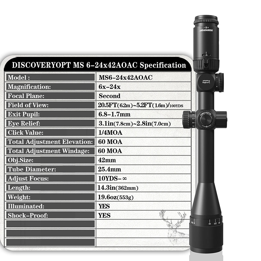 DISCOVERYOPT MS 6-24X42AOAC SFP-MOA-L Diameter:25.4MM Optics Scopes