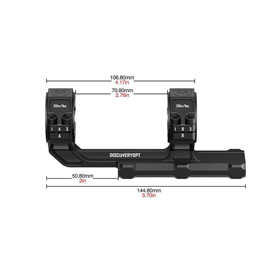 Suportes de mira cantilever multicompatíveis DISCOVERYOPT | Tubo monobloco de 0 MOA de 30 mm/34 mm para trilho Picatinny