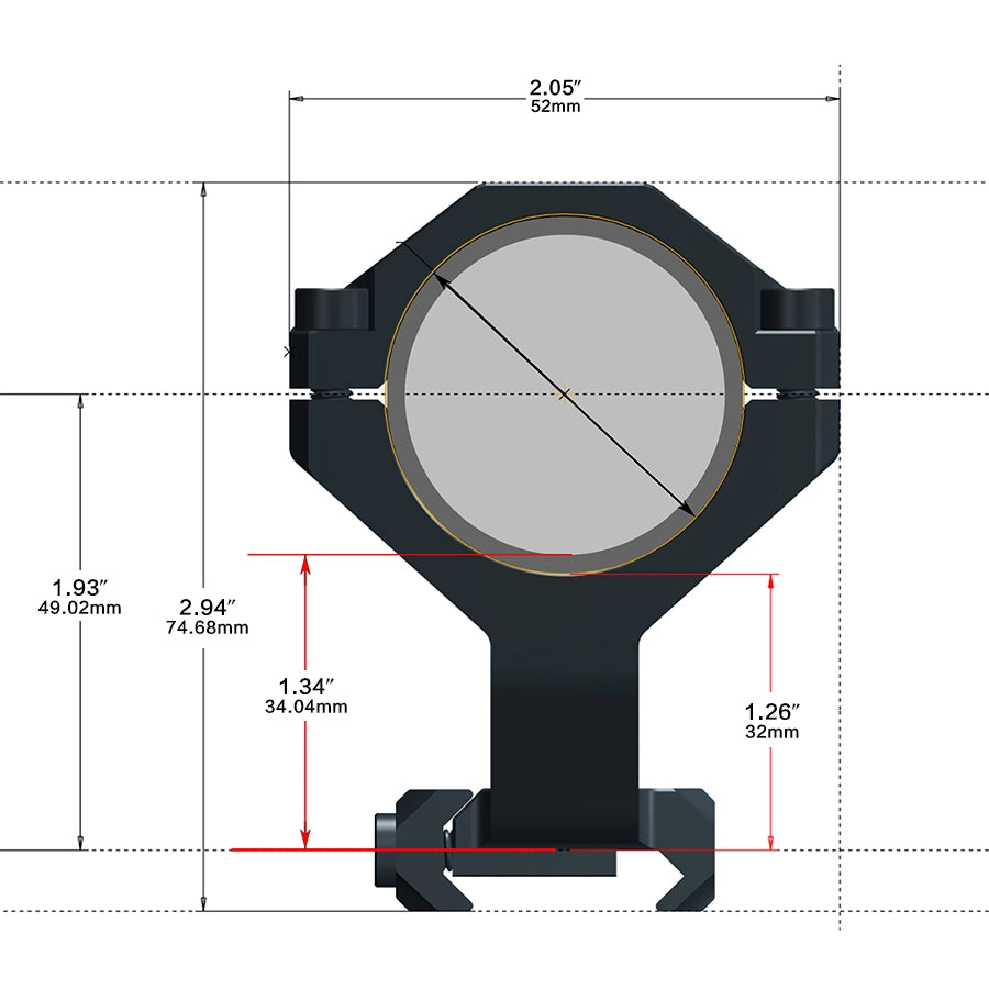 Suportes de mira cantilever multicompatíveis DISCOVERYOPT | Tubo monobloco de 0 MOA de 30 mm/34 mm para trilho Picatinny