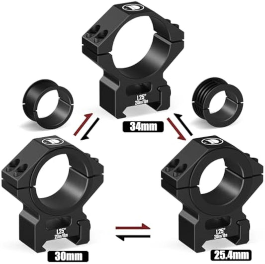 Suporte DISCOVERYOPT Multi-Compatível para Trilhos de Encaixe em Cauda de Andorinha, Anéis para Luneta para Tubos de 25,4 mm/30 mm/34 mm – Anéis para Luneta com 1,25" de Altura
